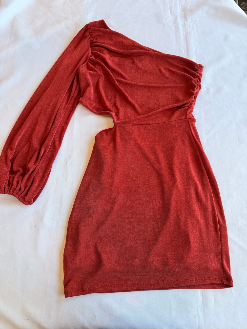 Altar'd State Brooke One-Shoulder Rust Red Mini Dress Size Medium